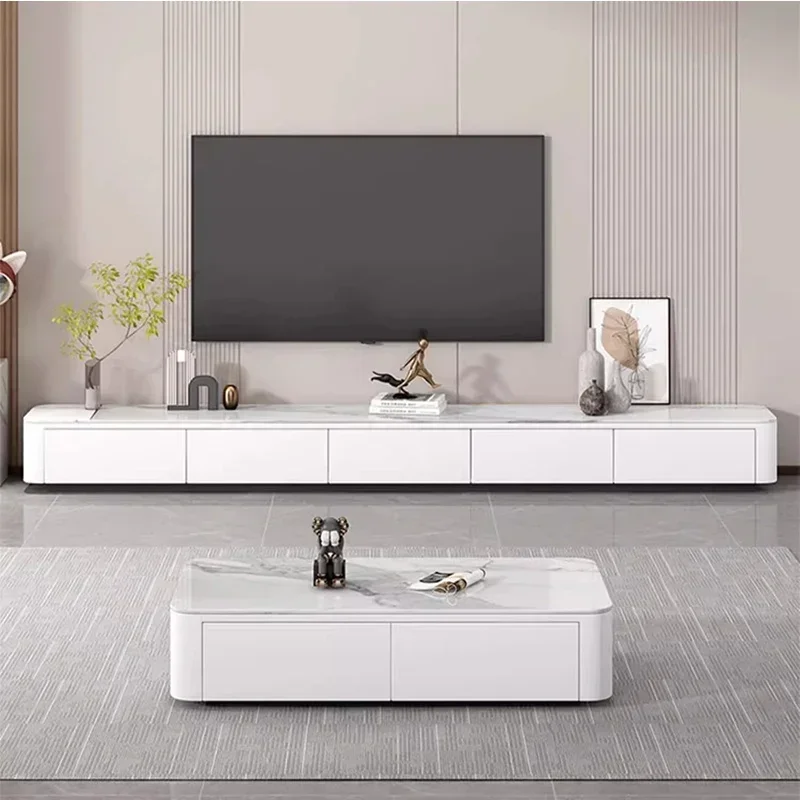 White Mobile Tv Stands Living Room Modern Display Luxury Drawers Tv Table Organizer Storage Muebles Chinese Style Furniture