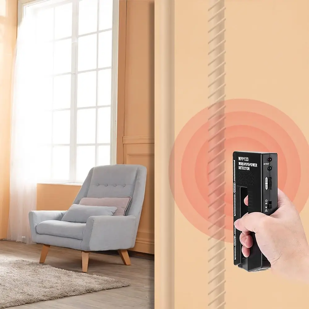 Detector de metais de alta sensibilidade com luz e alarme multifuncional fio tubo detector de energia portátil ac fio wp123 plástico