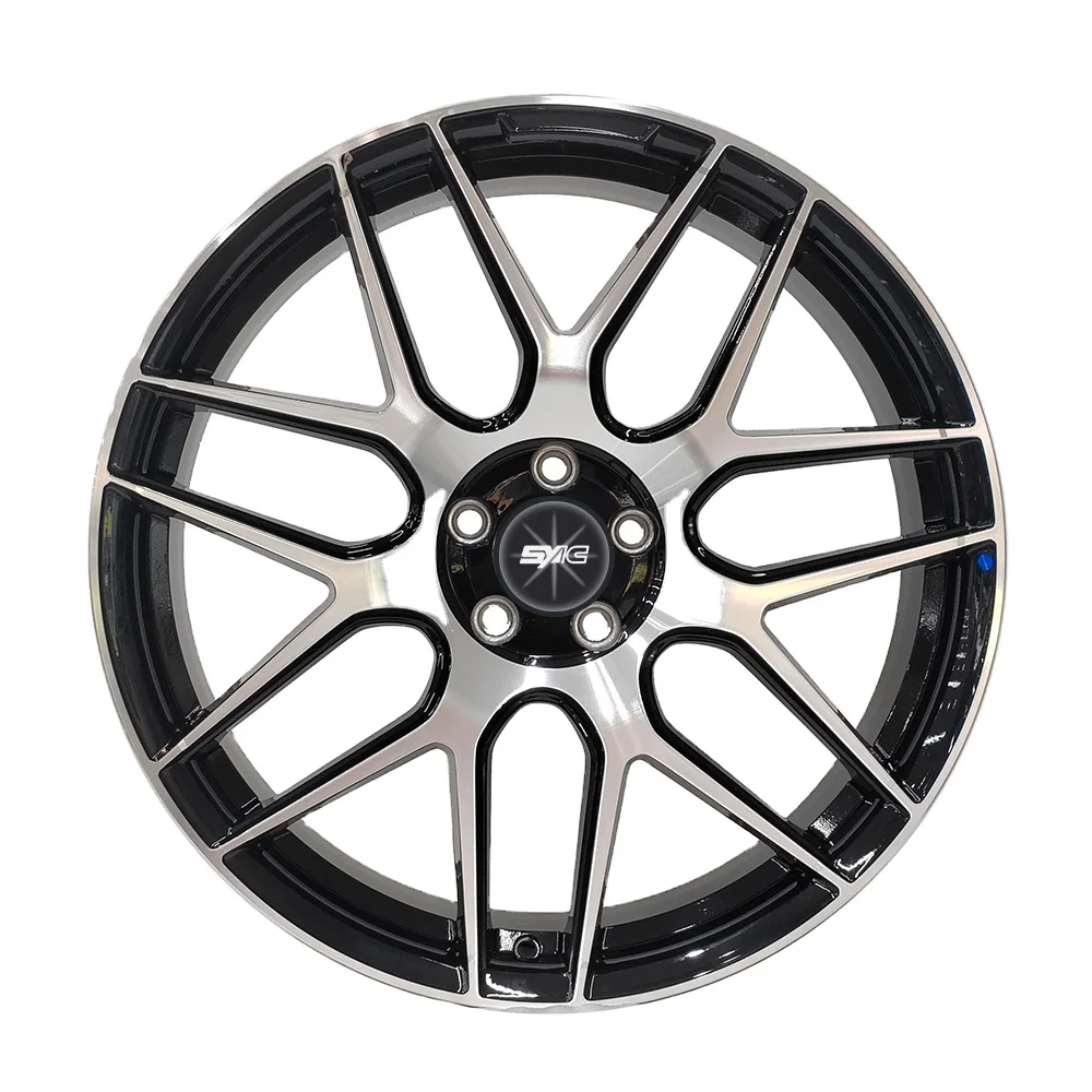 SYAC Factory 6061 Forged Aluminum Alloy Wheels R20*9.5J PCD5*112 ET43 CB66.45 Black Machined Face Passenger Car Wheel Rims