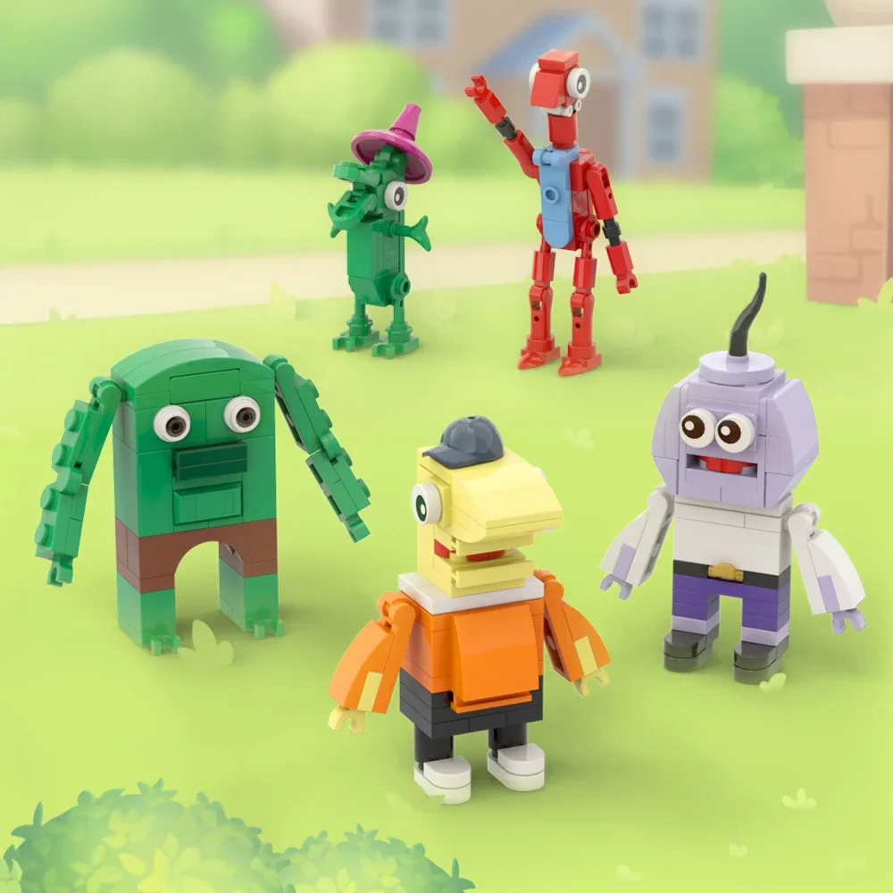 MOC TV Character Brobee Plex Toodee Foofa Muno Model Building Blocks Anime gabbas Glep pim Charlie Alan Mr Frog Bricks Toy Gift