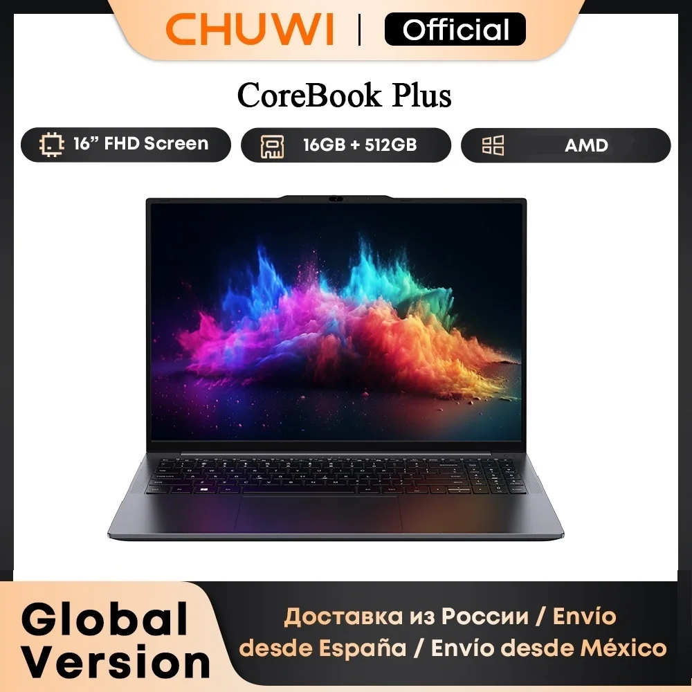Ноутбук CHUWI CoreBook Plus, 16 дюймов, экран FHD, процессор R5 6 ядер, игровой ноутбук, 16 ГБ ОЗУ, 512 ГБ SSD, металлический корпус, с охладителем
