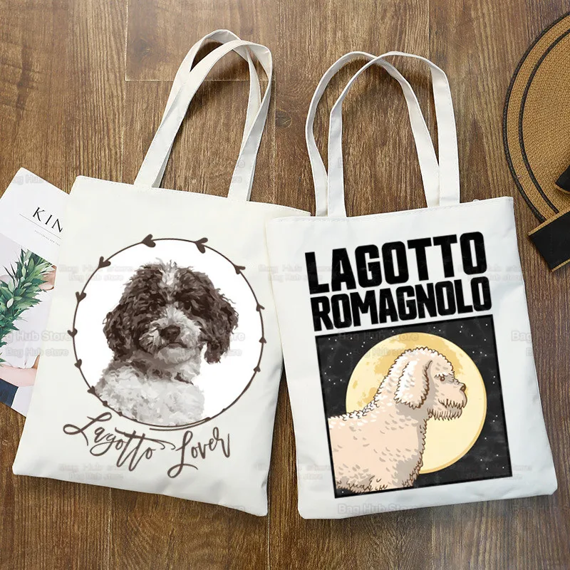 Life Is best with Lagotto حقيبة تسوق للنساء ، حقائب المتسوقين ، حقيبة ، Romagnolo ، كلب ، خبز إيطالي ، قماش ، حقيبة كتف ، حقيبة يد