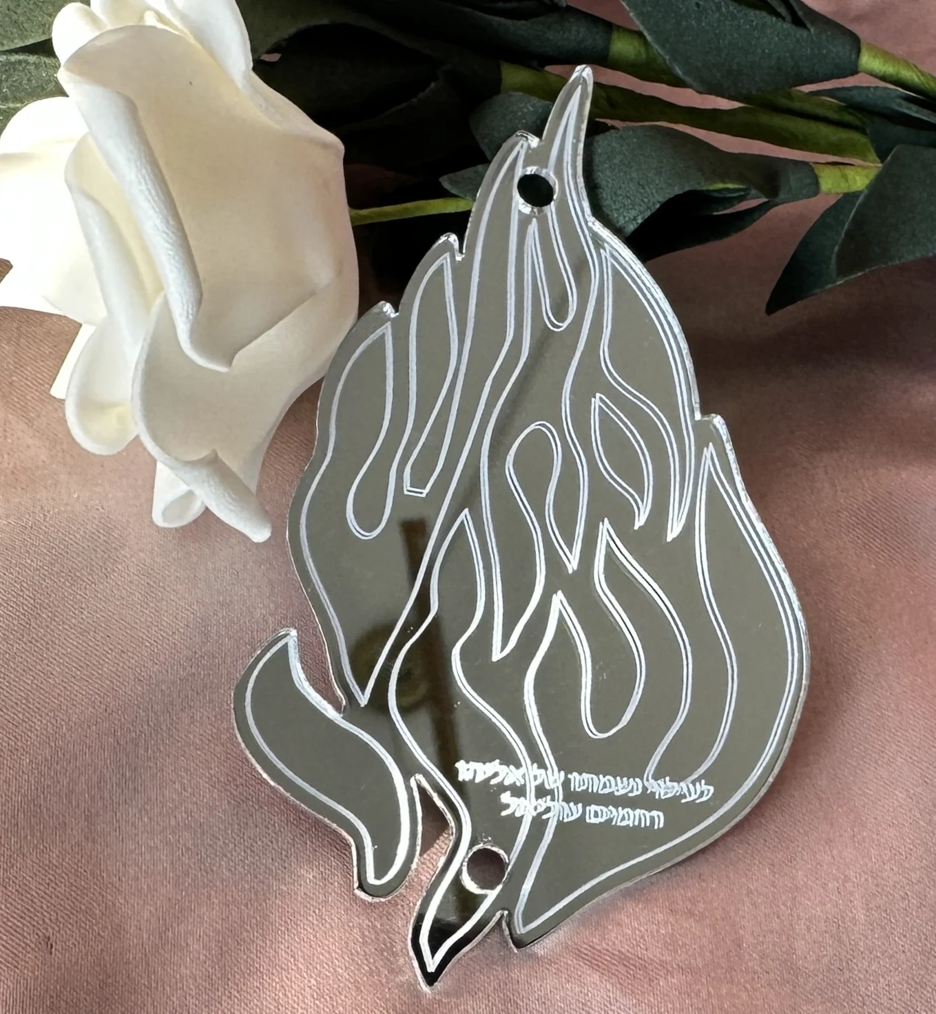 Personalized Acrylic Hebrew Card,Customized Hebrew Blessing Card,Mirror Silver ,Favor Decoration,10pcs