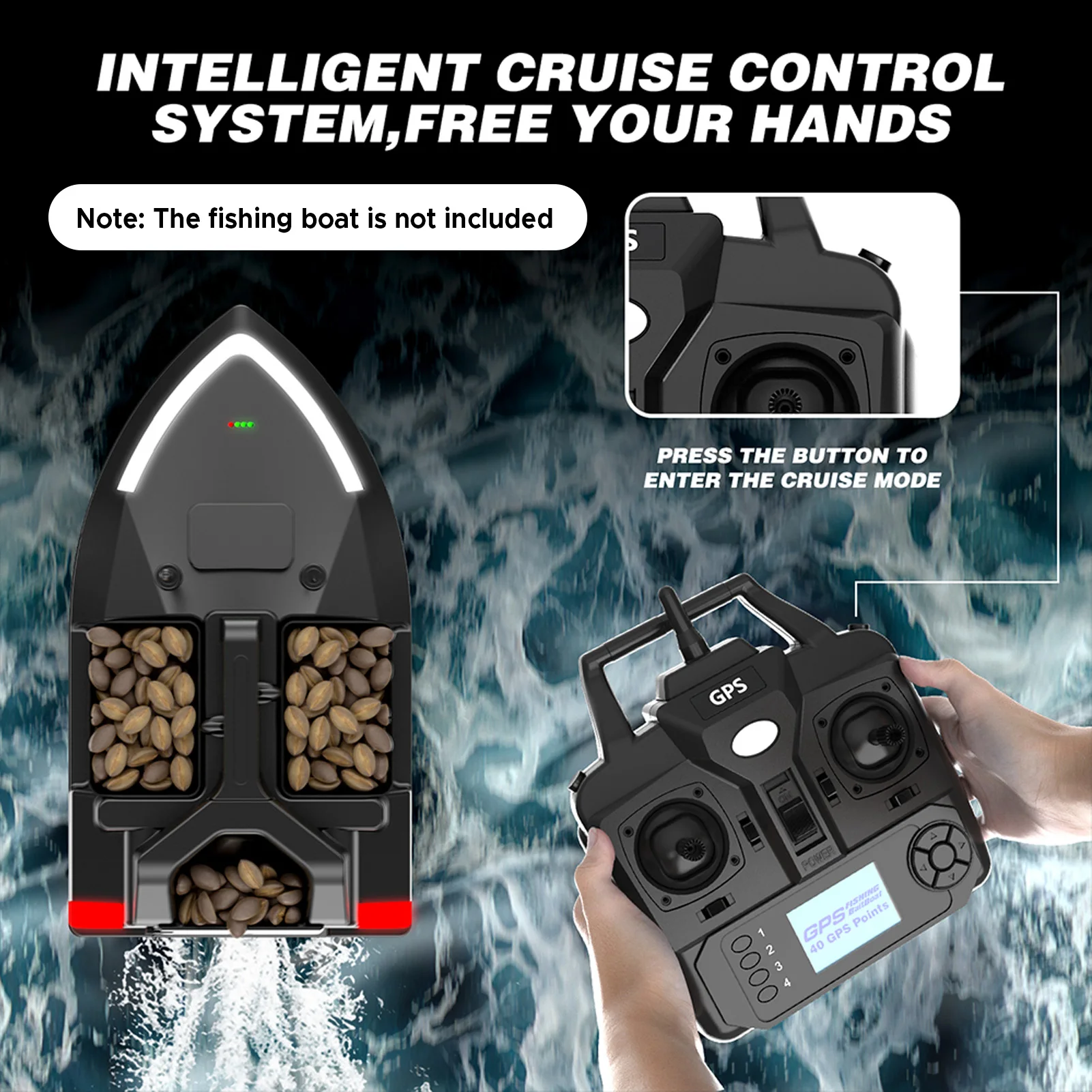 جهاز التحكم عن بعد لقارب الصيد الطعم ، V020 GPS ، أداة الصيد في الهواء الطلق