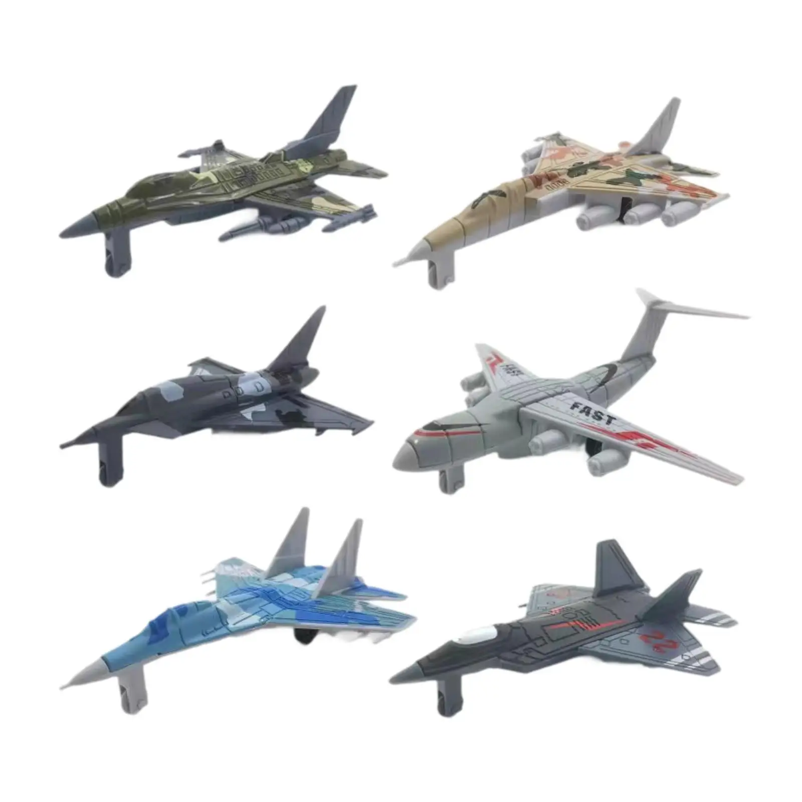 6Pcs Alloy Airplane Fighter Jet Simulation Children Toy Birthday Gift Transport Aircrafts Diecast Metal Airplane for Shelf