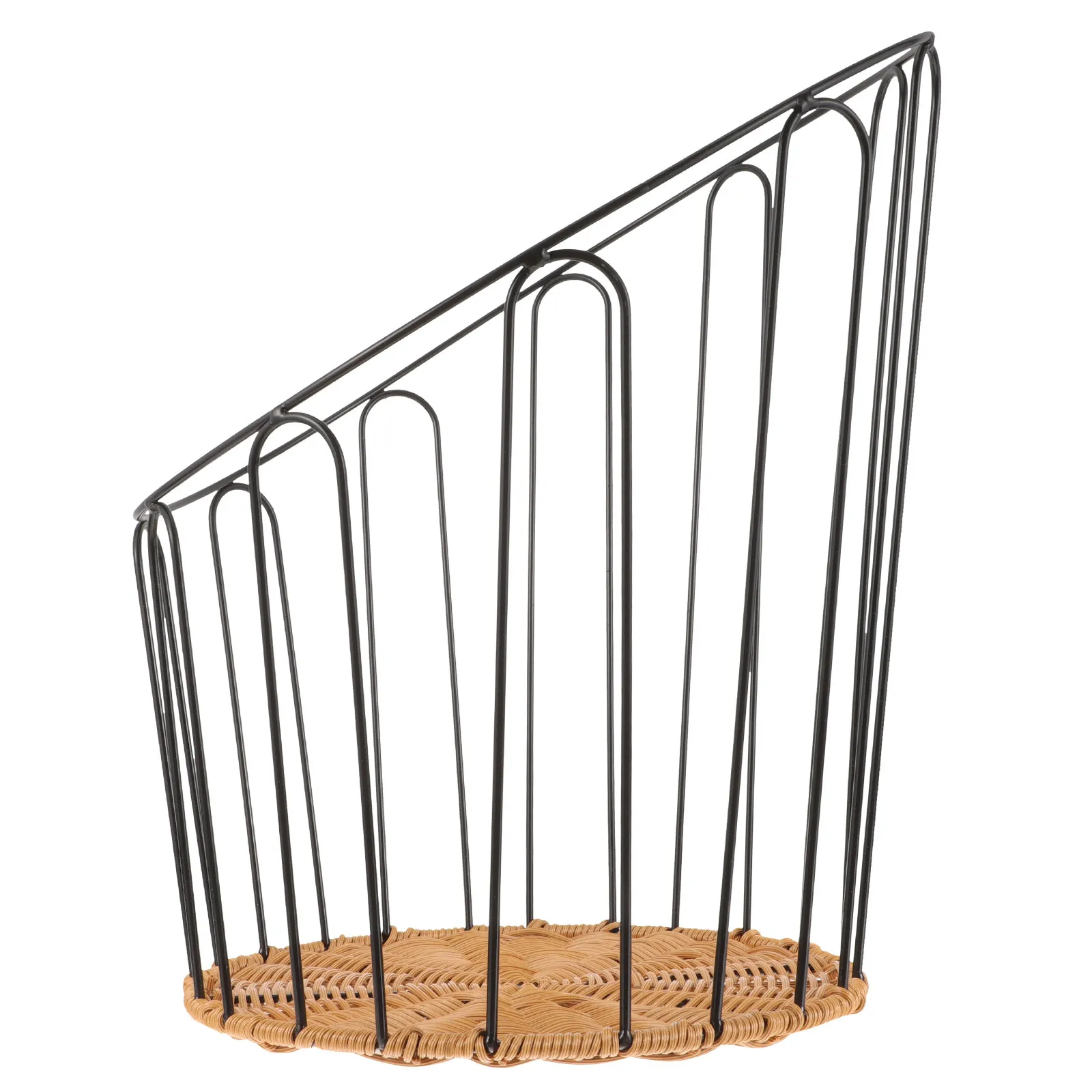 

Bread Storage Basket Iron Frame Hollow Design Rustic Woven Bread Serving Basket for Kitchen Countertop Banquet Snacks Fruit