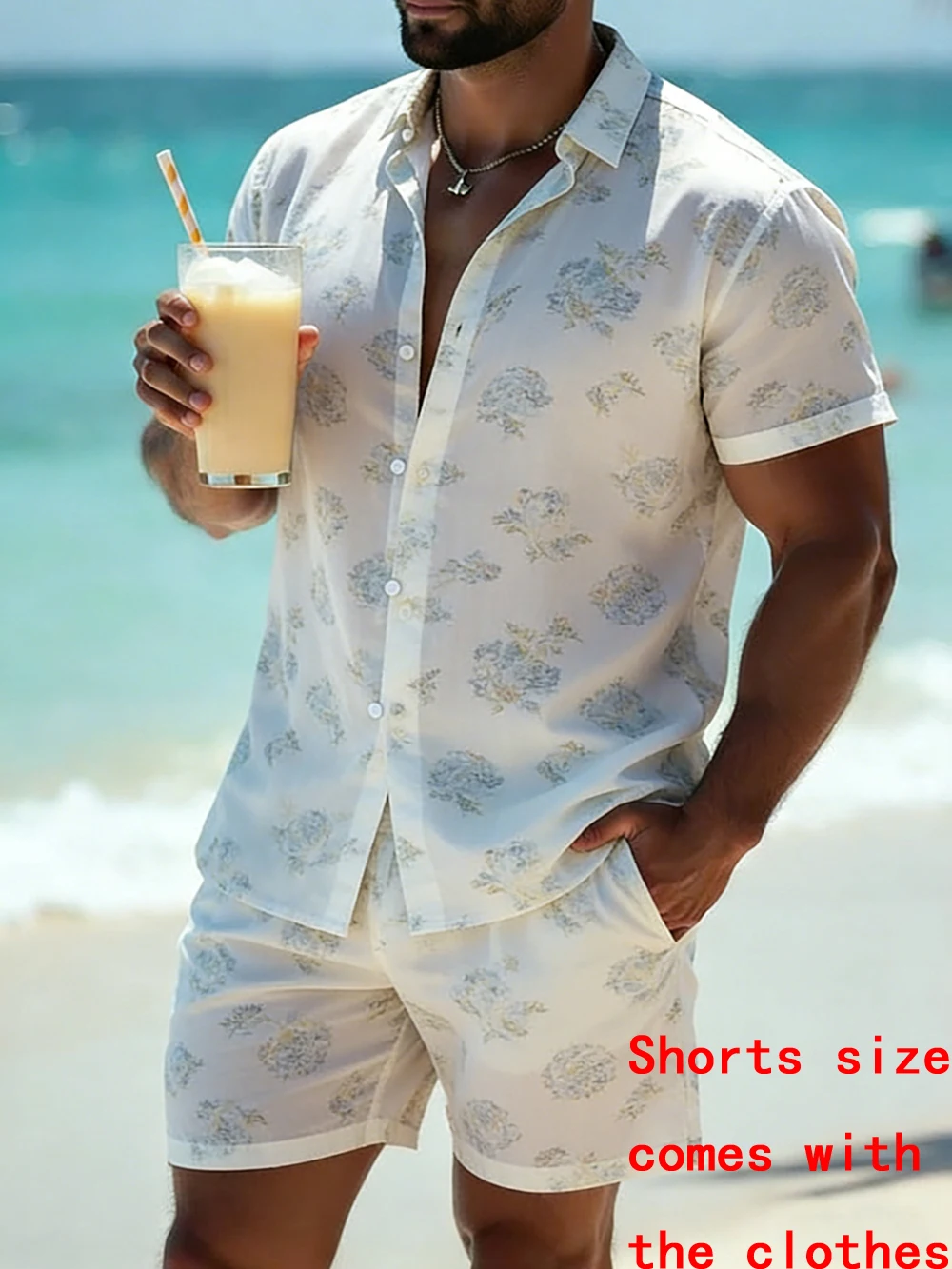

new's Men's Summer Cool Short Sleeve Shirt Set Natural Interesting Pattern Printed Shirt Men's Outdoor Casual Formal Party Wear