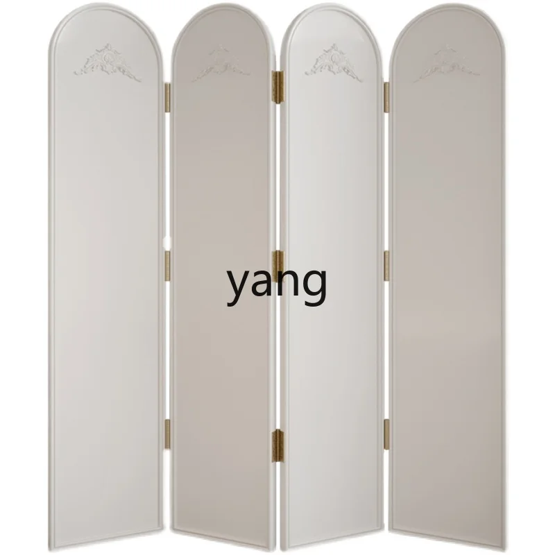 Yjq Screen Cream White Living Room Partition Decoration Living Room Entrance B & B Retro Accordion Partition Solid Wood