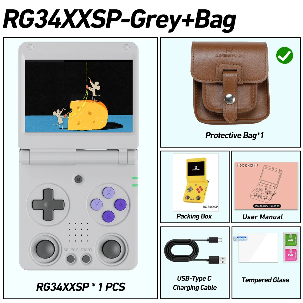 ANBERNIC RG34XXSP Flip Handheld Game Consoles 3.4 Inch IPS Scherm Linux Systeem 3300mAh WIFI Video Game Consoles 256G PSP 300Game