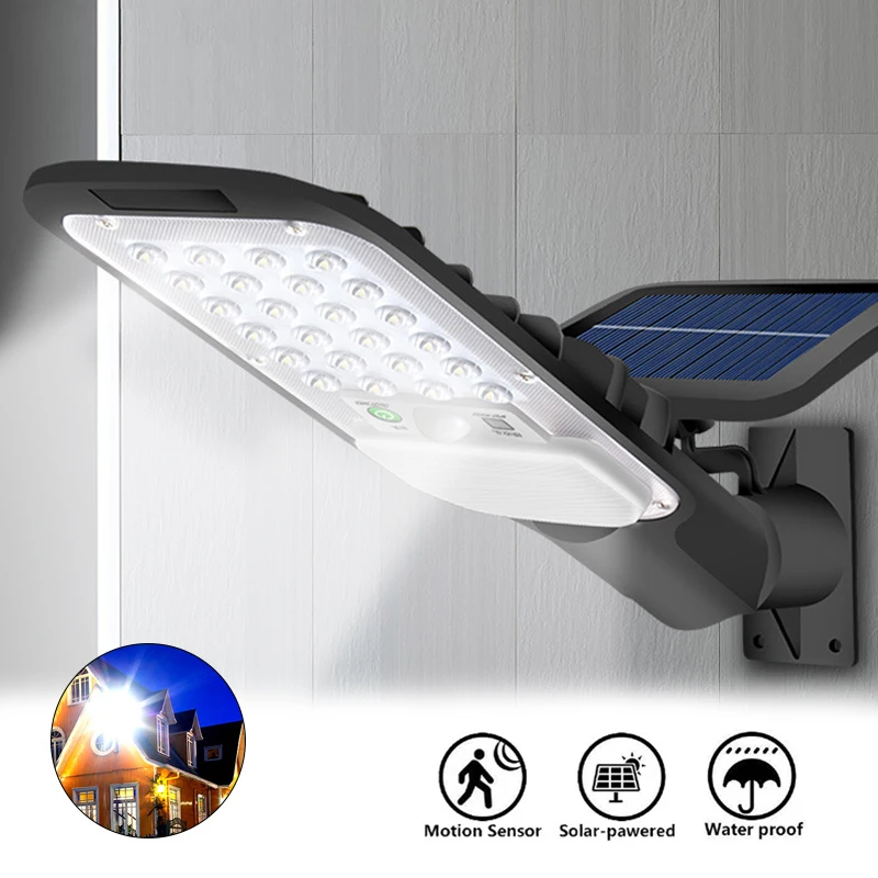 

Solar Light with Motion Sensor LED Outdoor Light with Remote Control Solar Security 3 Modes IP65 Waterproof Wall lamp for Garden