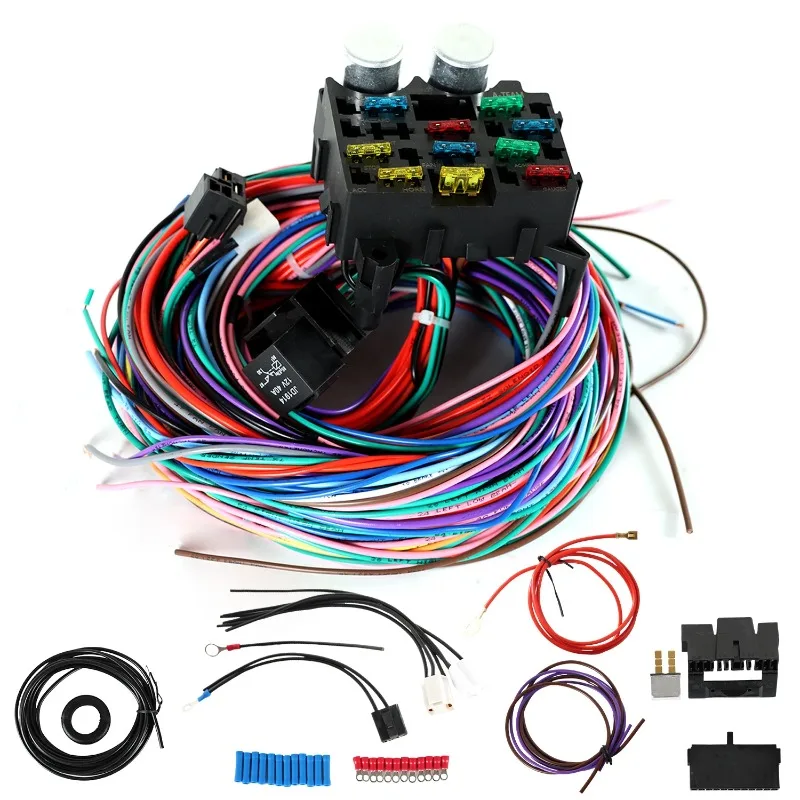 Universal Extra Long Wires 12 Circuit 10 Fuses Wiring Harness Kit Universal Complete Automotive Wiring Harness Kit For Chevy For