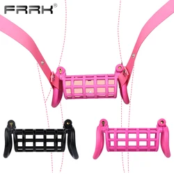 FRRK Double Chastity Cage Bridge with Band Belt for Couple to Lock Penis At the Same Time Hollow Plastic Long Cock Cage 남성 정조대