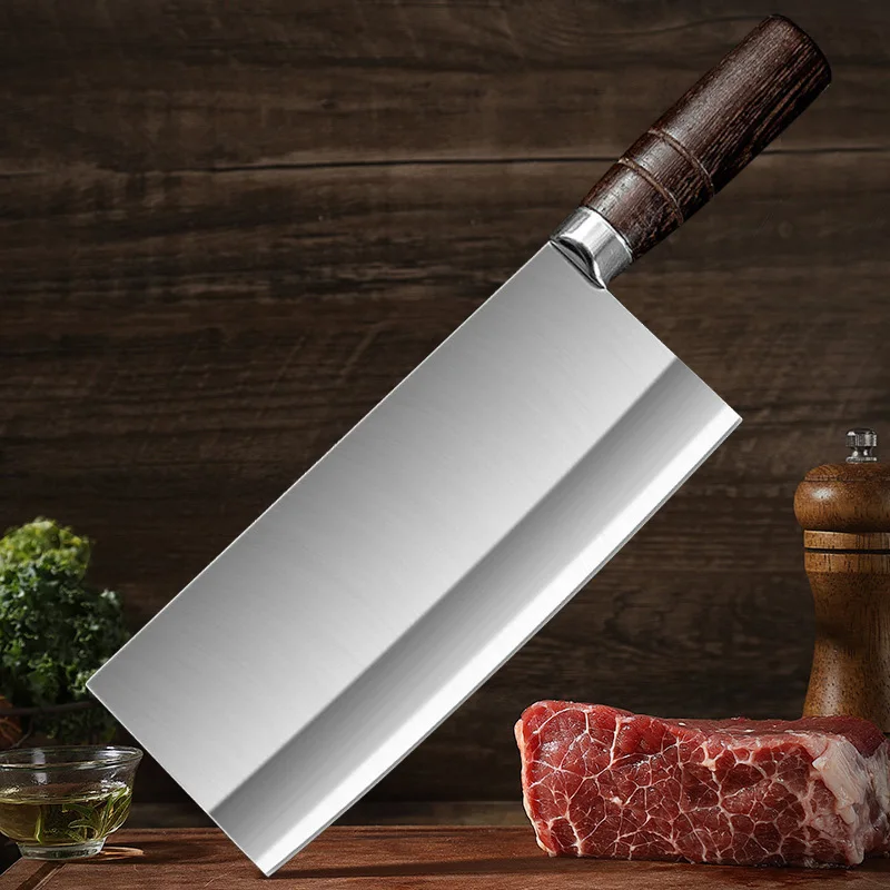 8 inch Kitchen Cleaver Slicing Chopping Knife Stainless Steel Boning Meat Knife Wood Handle Chinese Butcher Knife Cooking