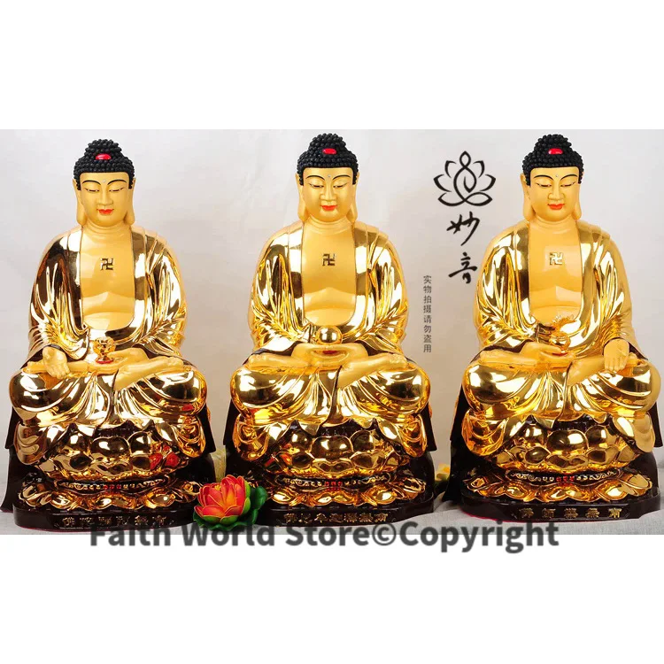 48 CM -24K gold plating figure of Buddha--OFFICE HOME Health efficacious Protection# Buddhism Consecrate the Buddha brass statue