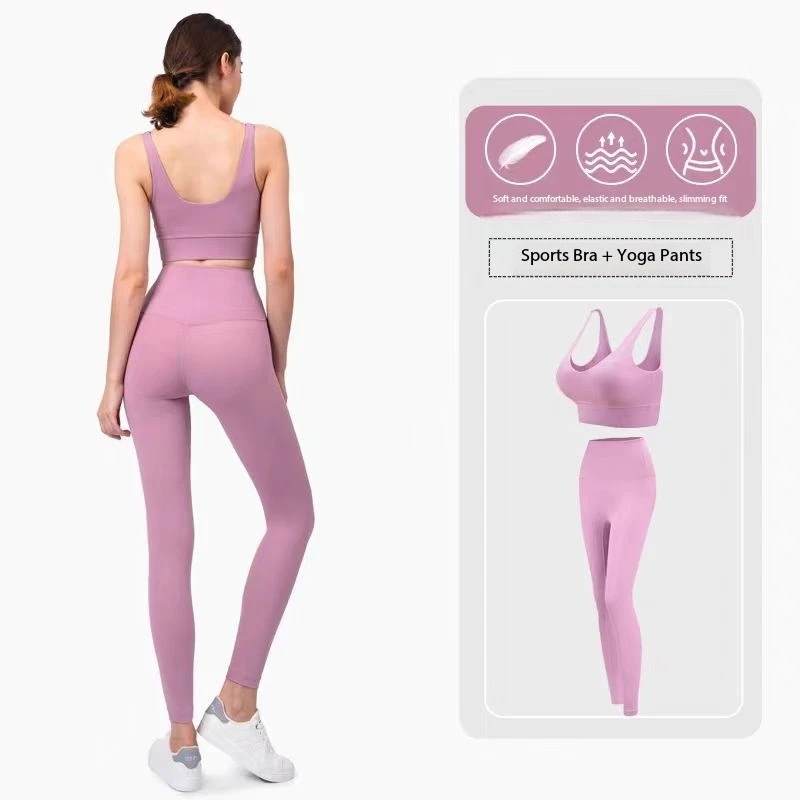 

Lemon 2 Piece Yoga Fitness Sets Women High Quality Bra and Leggings Gym Workout Running Yoga Set Sport Suit Activewear