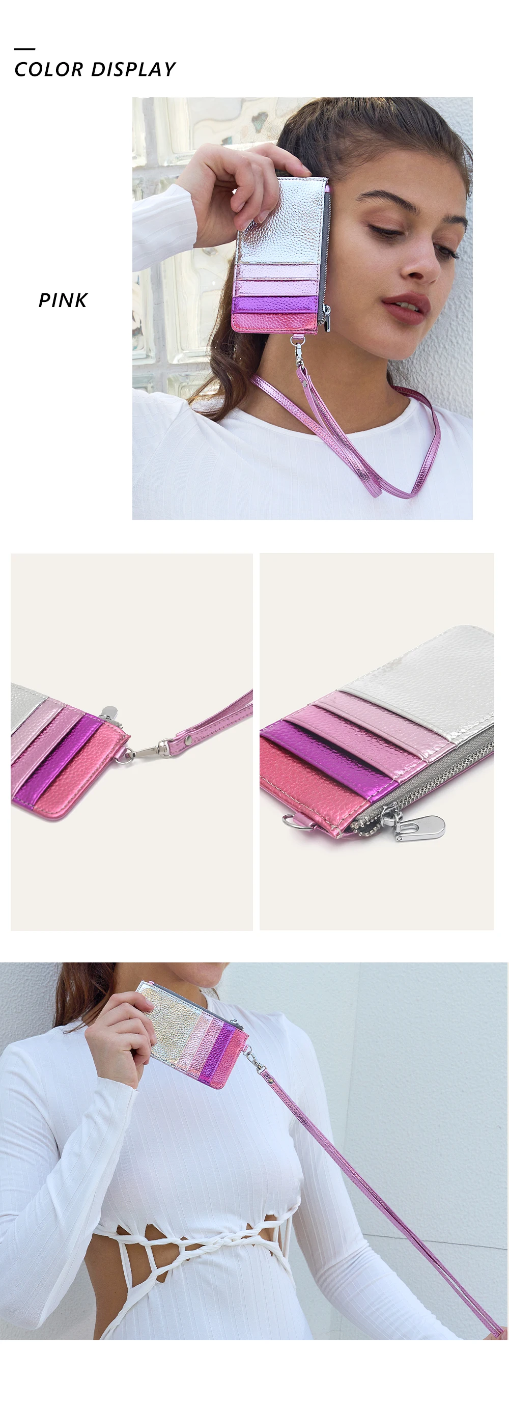 CR Metallische Regenbogenstreifen Kleine Quadratische Umhängetasche Damen PU Veganes Leder Magnetverschluss Metallkette Schultertasche Alltagstasche – Detail 6