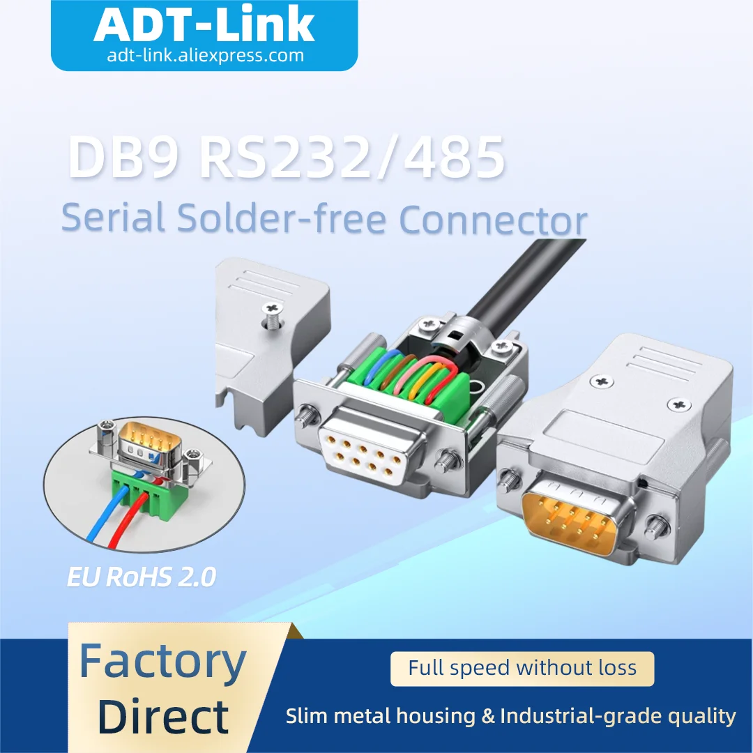 9Pin Male Female D‑SUB Serial Port Plug RS232 RS485 CAN PLC Terminal Block Breakout Industrial Adapter DB9 Solderless Connector