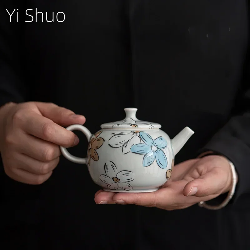 

Ice Gray Pot Japanese Style Underglaze Cherry Blossom Ceramic Teapot Kung Fu Tea Making Device Tea Infuser Tea Kettle