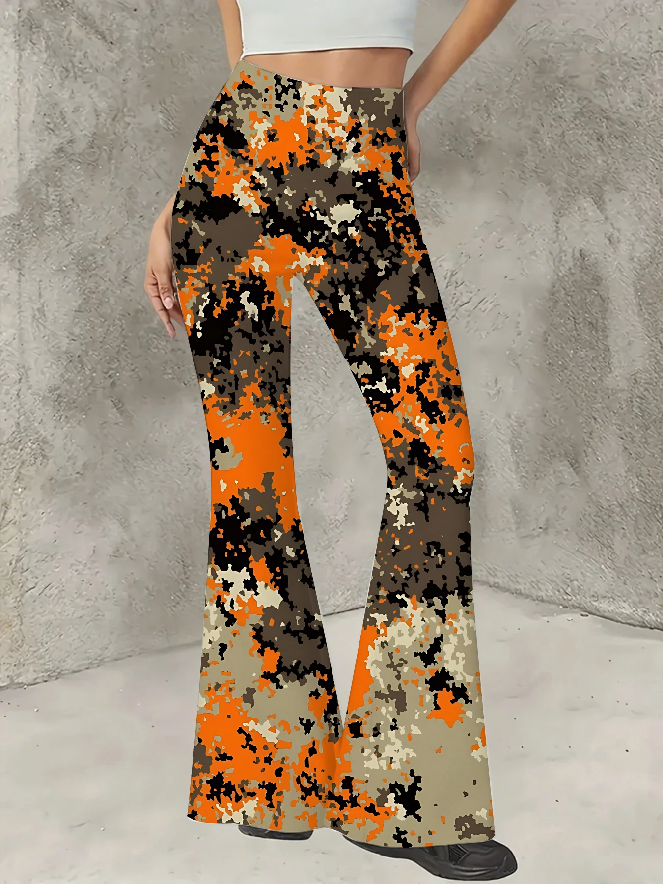 

Women's Floral Print Flare Pants Elegant Stretchy Bell Bottom Trousers Summer