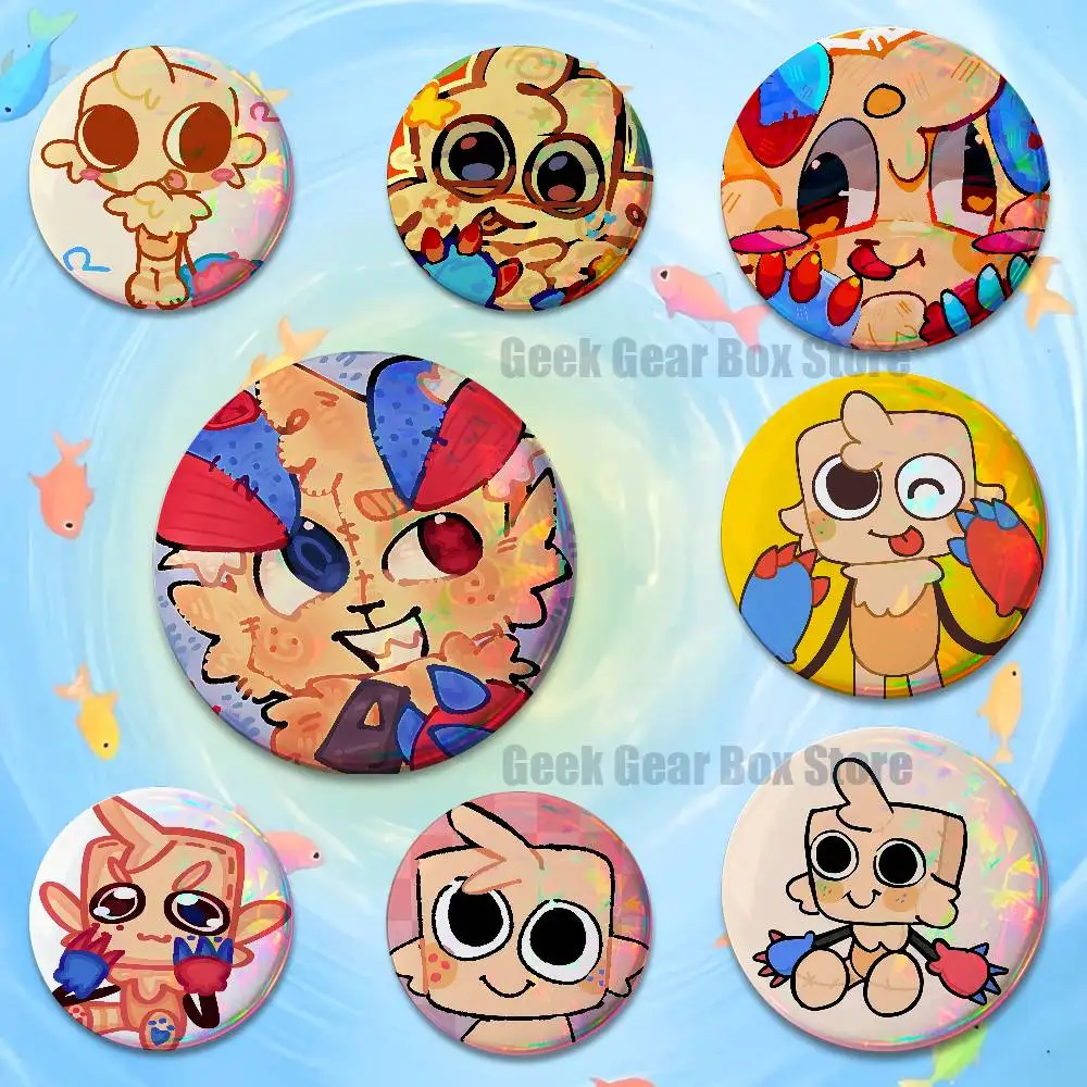 

D-Dandys Game W-WorldS G-Goob Laser reflective round badges pins bag clothing decorations collectibles gifts for friends