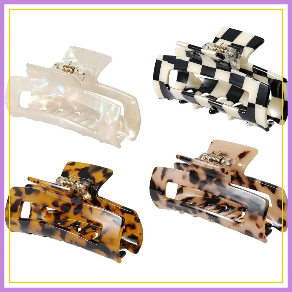 

4Pcs Acetate Hair Claw Clips, French Butterfly Jaw Clips, Mermaid Crab Hairpins, Leopard Print Hair Accessories for Women