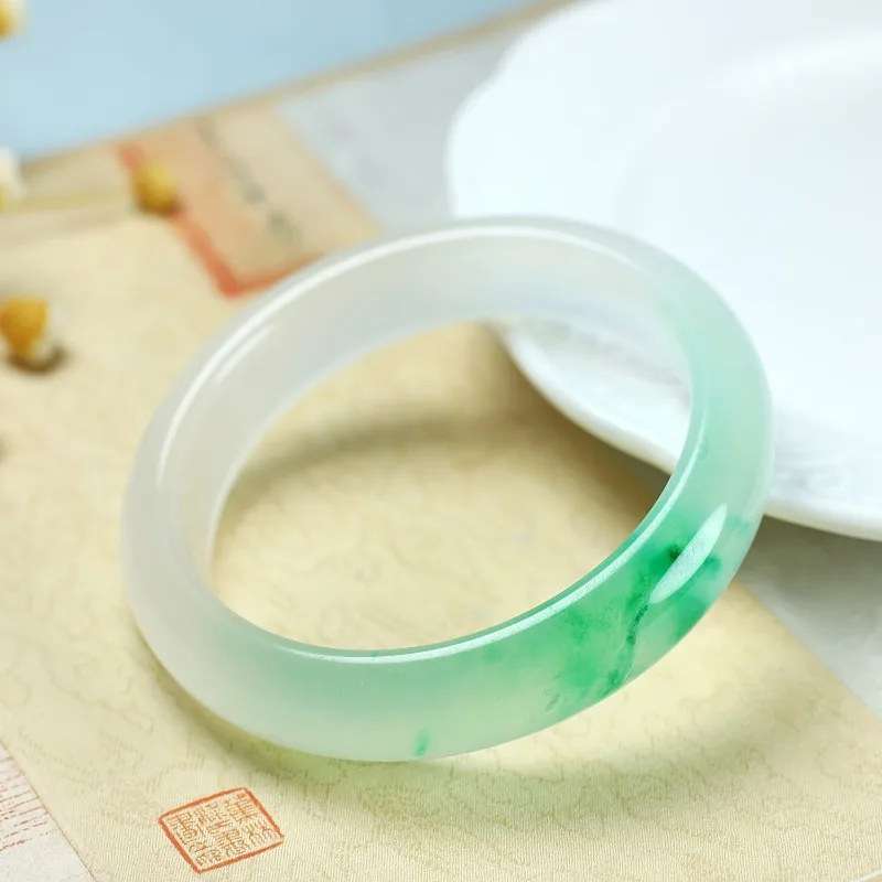 

Браслет из натурального ледяного кварцита с нефритом, классические модные женские украшения