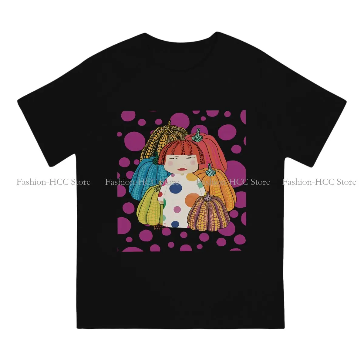 Inspired And Her Colorful Pumpkins Style Polyester TShirt Yayoi Kusama Comfortable Hip Hop Gift Clothes  T Shirt Stuff