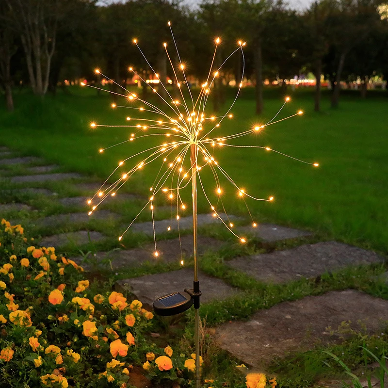 LED Solar Power Firework Lights Garden Decoration Fairy Lights Waterproof Outdoor Dandelion Lawn Lamp For Patio Garden Decor