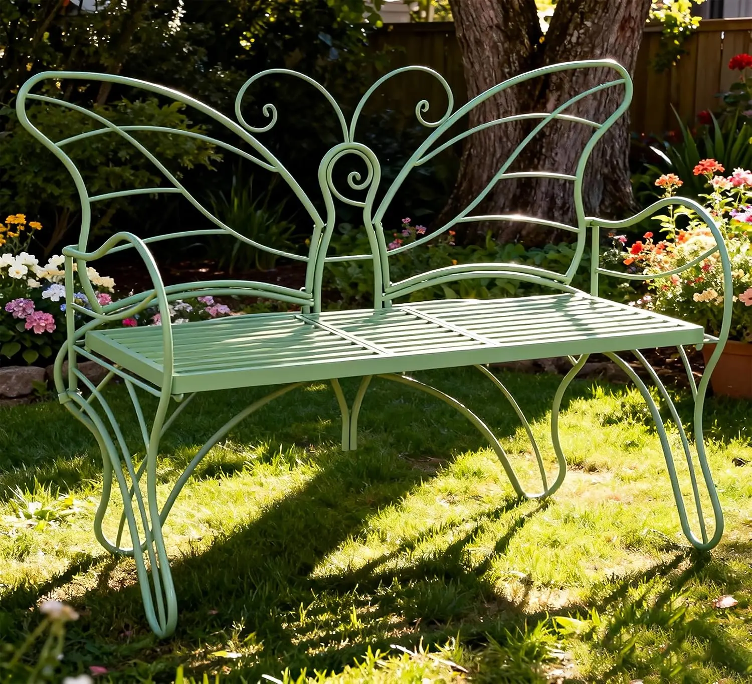 Outdoor Bench Patio Outdoor Garden Bench with Built-in Table, Butterfly Bench for Outside, 3 People Outdoor Bench, Customized
