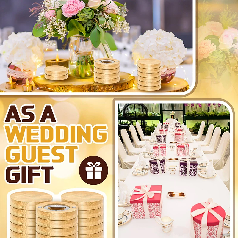 6 قطع فتاحات زجاجات مستديرة من الخيزران فتاحات بيرة من الخيزران #4