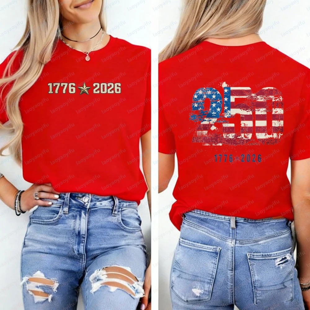 Independence Day Anniversary T-shirt 1776-2026 Patriotic Tee Distressed America's Birthday 4th of July Semiquincentennial Tops