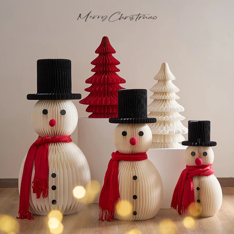 

Christmas decorations, origami Christmas tree ornaments, Christmas snowman scene decoration, home holiday atmosphere decoration