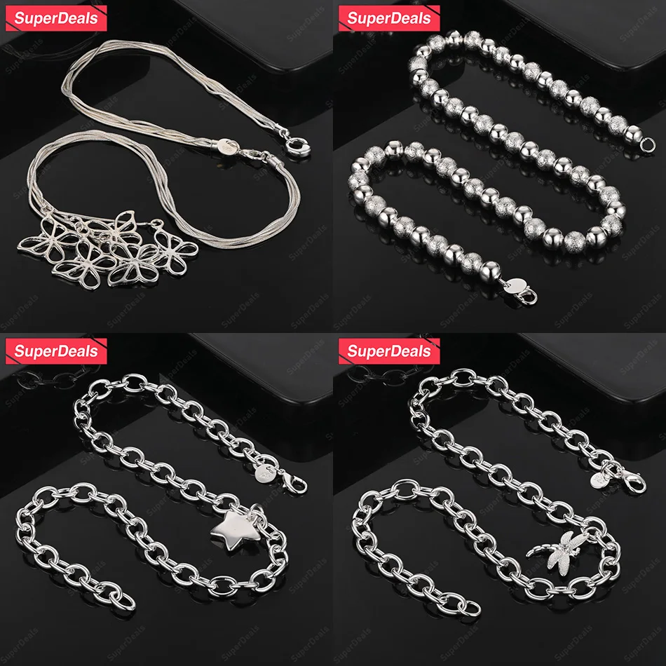 

SuperDeals 925 Sterling Silver Butterfly Star Dragonfly Beads Necklace Women Fashion Party Wedding Gift Luxury Jewelry