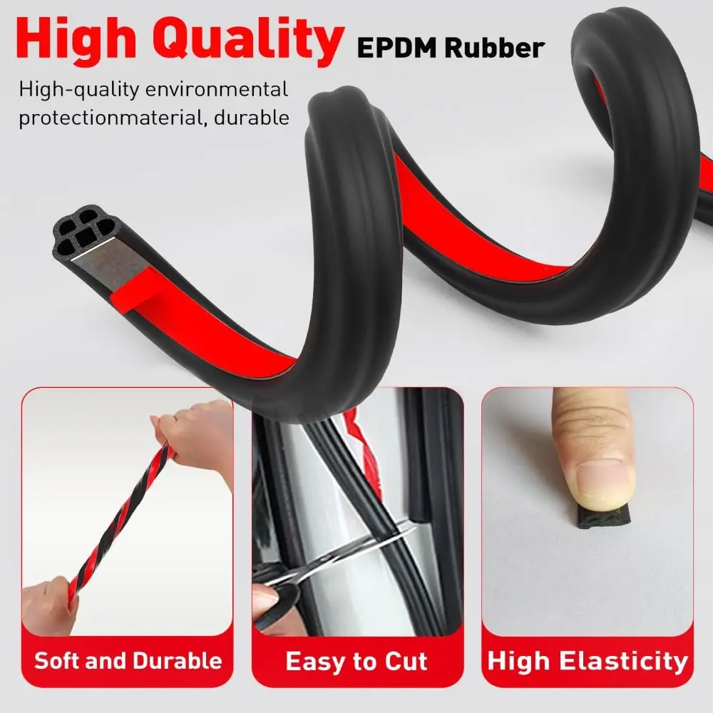 Durable 3-Layer Car Weather Stripping Soundproofing Dustproof Hood Sealing Strip Rubber 5M Trunk Seal Automobiles