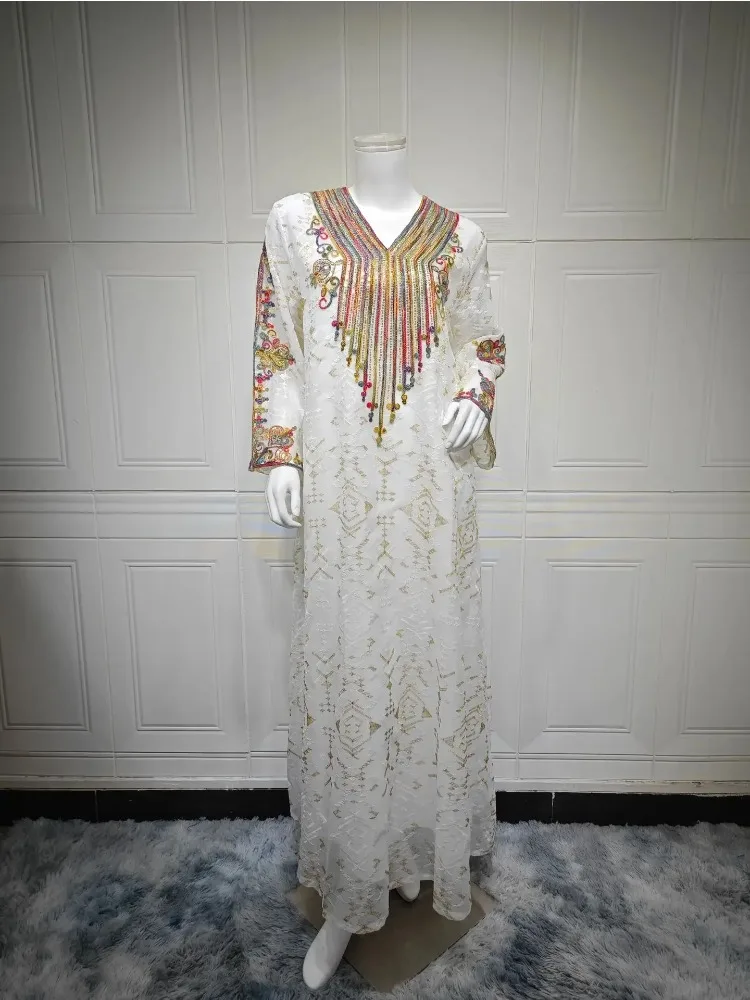 

Eid for Women Dress Abaya Muslim Embroidery Mesh Party Caftan Robe Jalabiya Morocco Dubai Kaftan Vestidos Largos Ramadan 2025