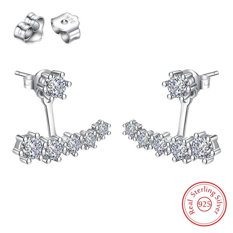 

Pure 925 Sterling Silver New Fashion Jewelry Multiple Crystal Zirocn Stud Earrings For Women XY0230