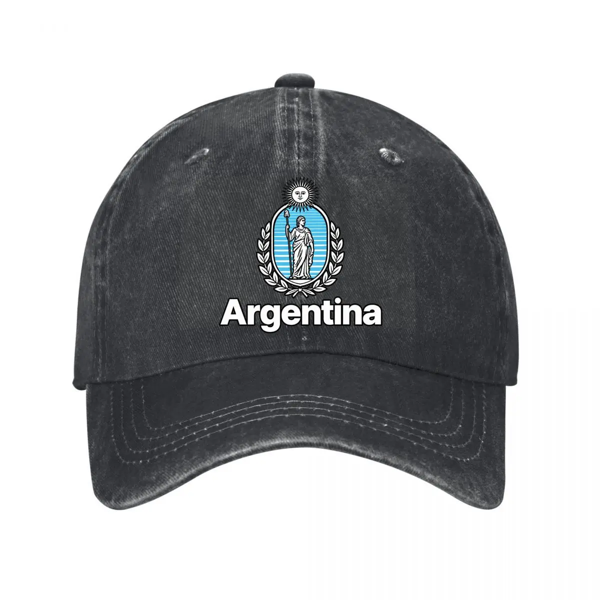 Argentina National Emblem Sun Laurel Goddess Blue Stripes Washed Baseball Cap Outdoor Hat