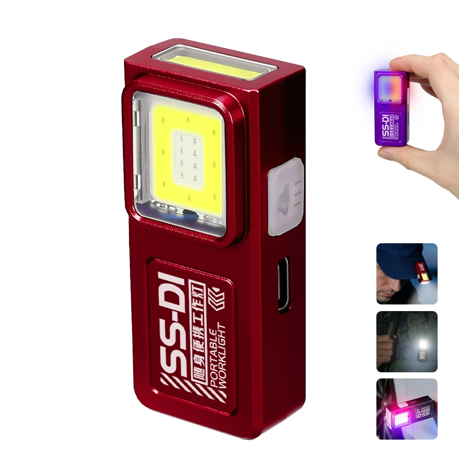 LED COB Mini-Taschenlampe USB Wiederaufladbare Mini-Fackel Tragbare Arbeitsleuchte mit Magnet Outdoor Notfall Wandern Angeln Laterne
