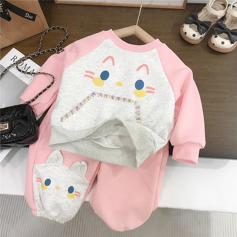 

Girls' Sweatshirt Set Spring and Autumn New Style Baby Girl Casual Sports Autumn Outfit Cute Toddler Two-Piece Set