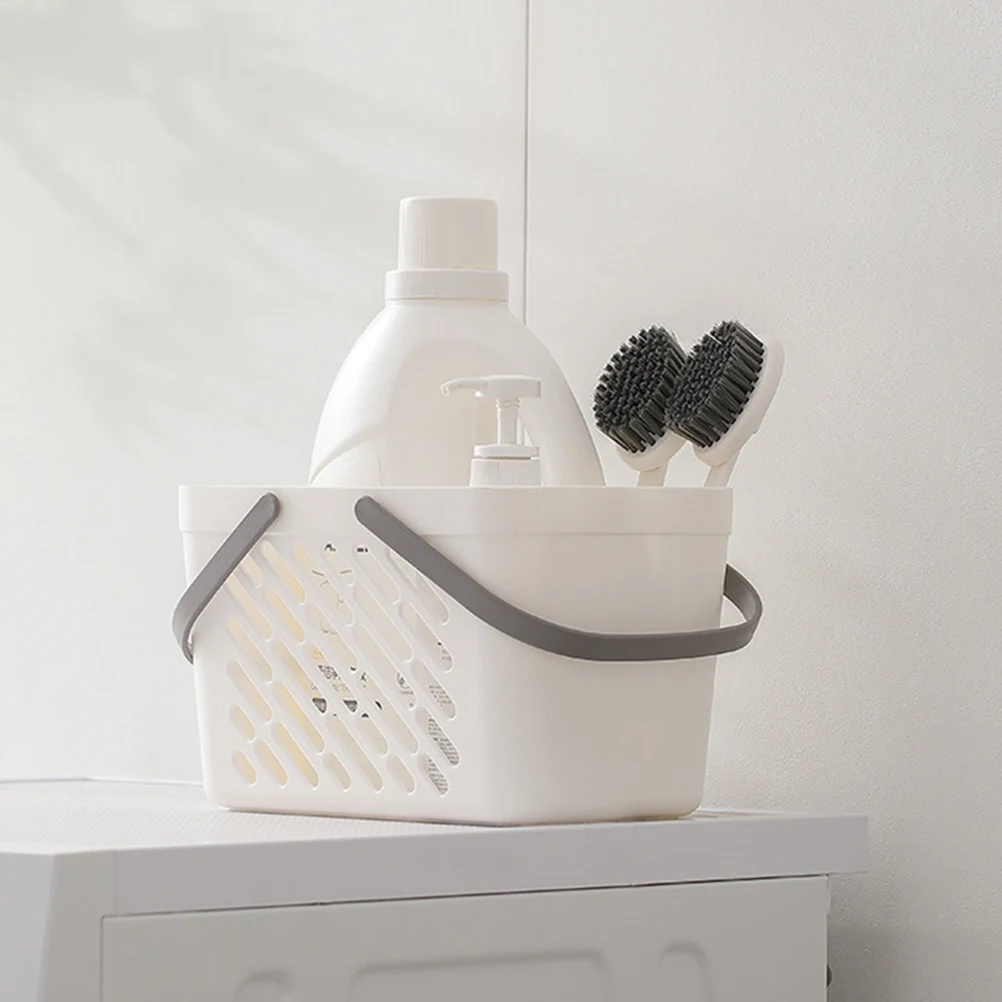 

Plastic Bath Basket Small Baskets White 30x20cm Shower Hamper Toiletries Handle Storage Container Kitchen Bedroom Bathroom