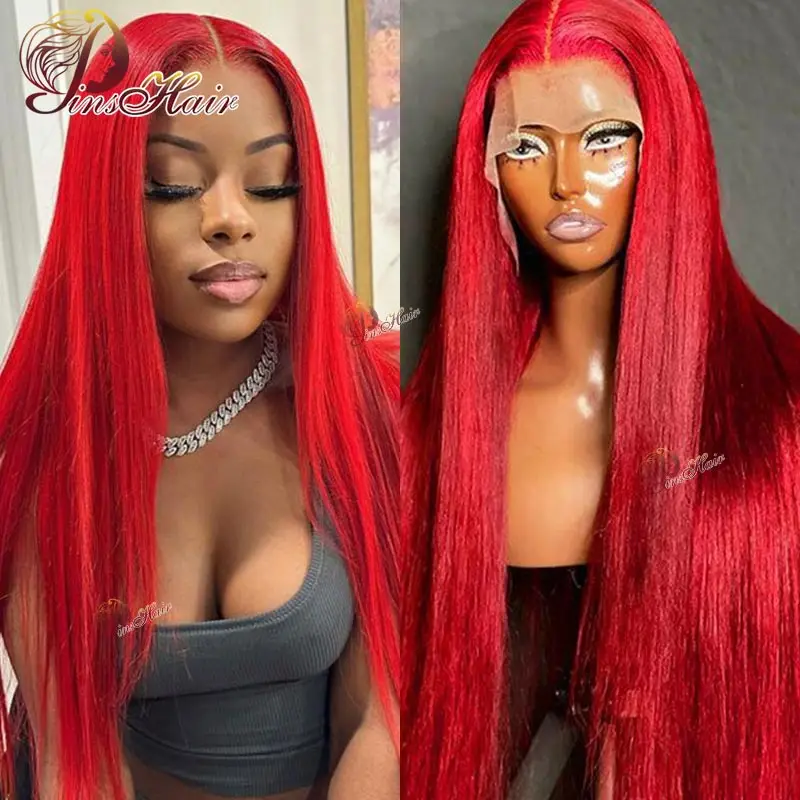 

13x4 99J Red Burgundy Colored Lace Front Human Hair Wigs For Women Ombre Pre Plucked Transparent Lace Frontal Wig Human Hair