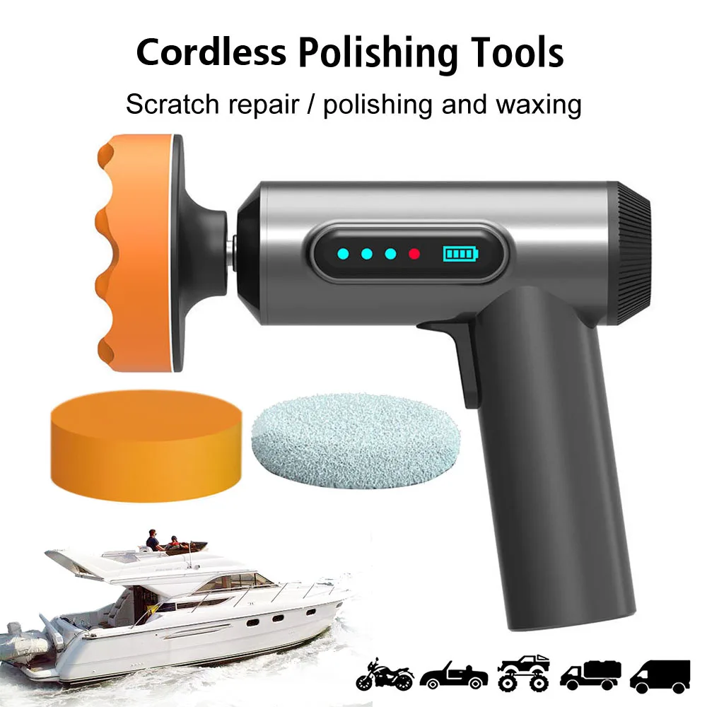 Boat Care Paint Waxing Polishing Machine Cordless Waxing Gun 3 Pads Dent Scratch Removal Tools For Motorcycle Car Polisher Floor