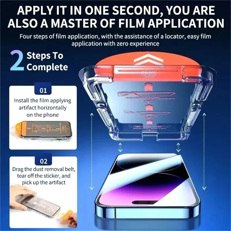 1-2PCS Dust Free Installation HD Screen Protector For iPhone 16 15 13 12 11 Pro Max Plus Tempered Glass Film for iPhone X XR XS