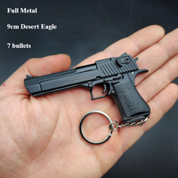 New 9cm1:3 Mini Desert Eagle Full Metal Gun Model Keychain Pendant Removable Decompression Toy Men's Gift 7 Bullets