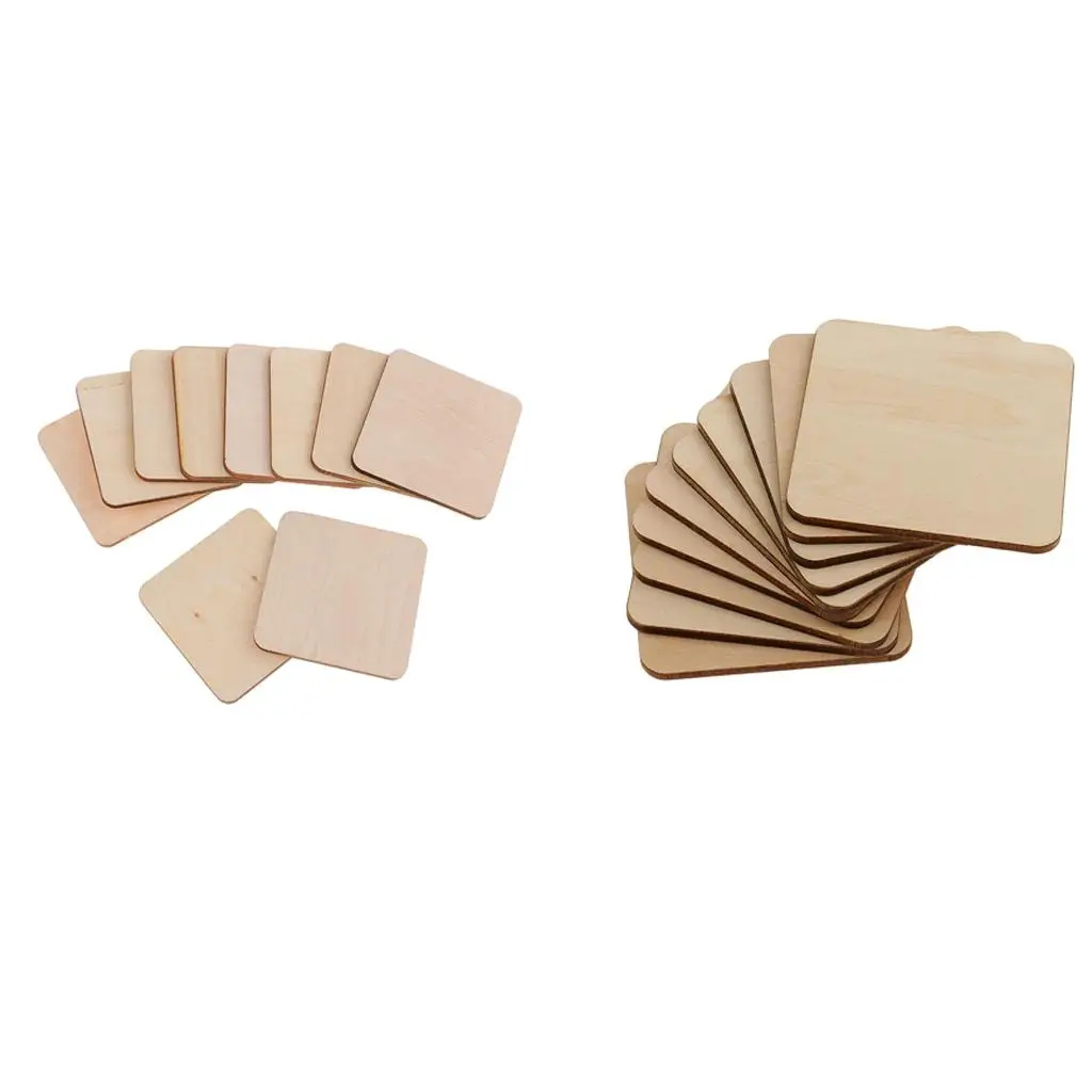 20Pcs wood quadrate Scrapbooking MDF Unfinished DIY Games Building