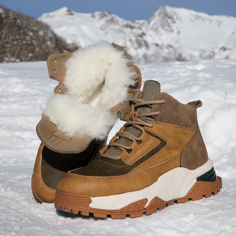 

Зимние зимние ботинки, мужская теплая обувь, повседневные спортивные ботильоны на толстой подошве со шнуровкой, мужские шерстяные хлопковые ботинки, молодежные