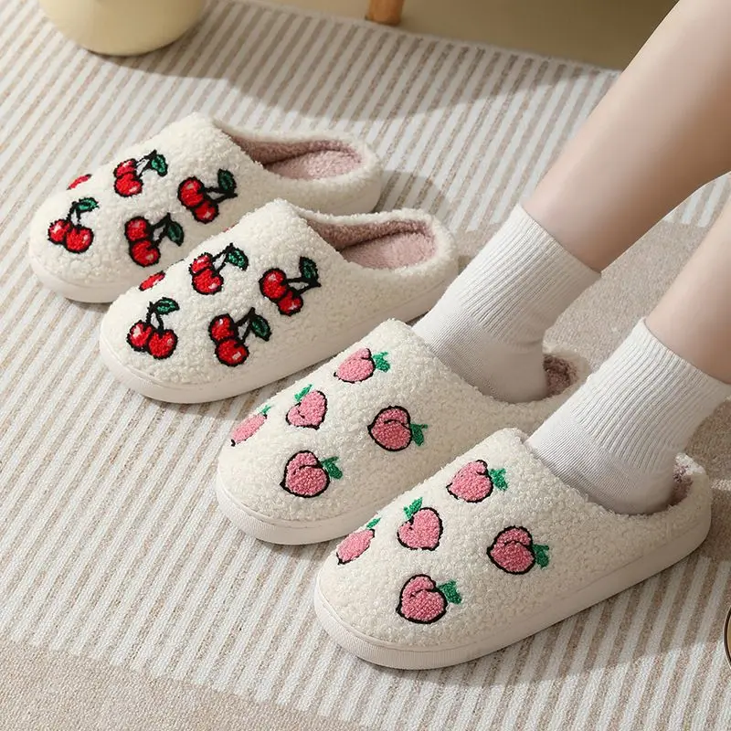 

New Women's Winter Cotton Slippers Embroidered Couple Style Thick Sole Slip Resistant Warm Home Indoor Outdoor Wear Comfortable