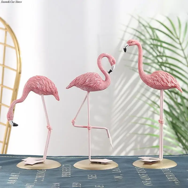 1pcs Nordic Pink Flamingo Figurine Statue Sculpture Living Room Office Car  Ornaments Home Decor Decoration Accessories