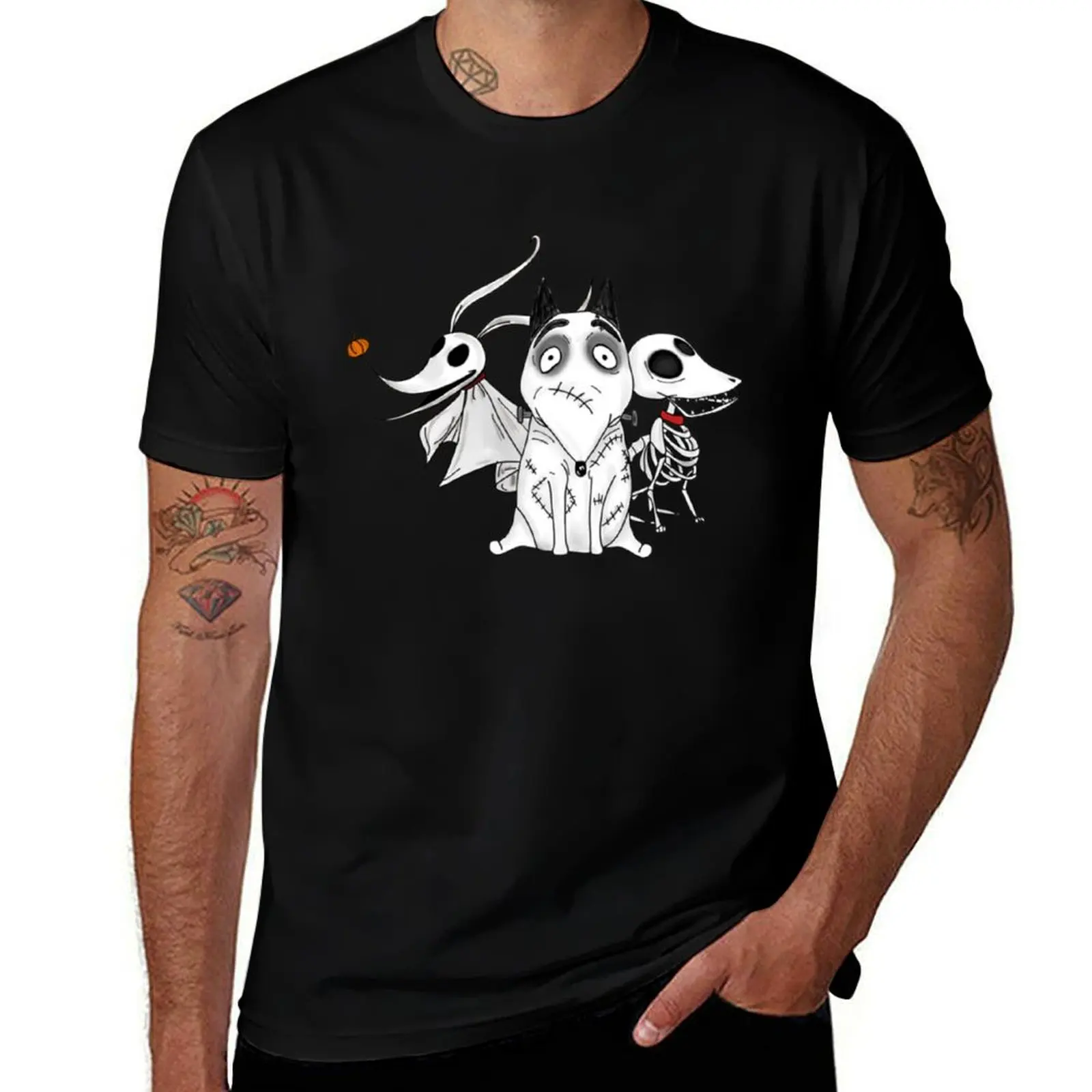 

ZERO, SCRAPS and SPARKY dog Tim Burton Movies T-Shirt t shirts cotton 100% man tshirt