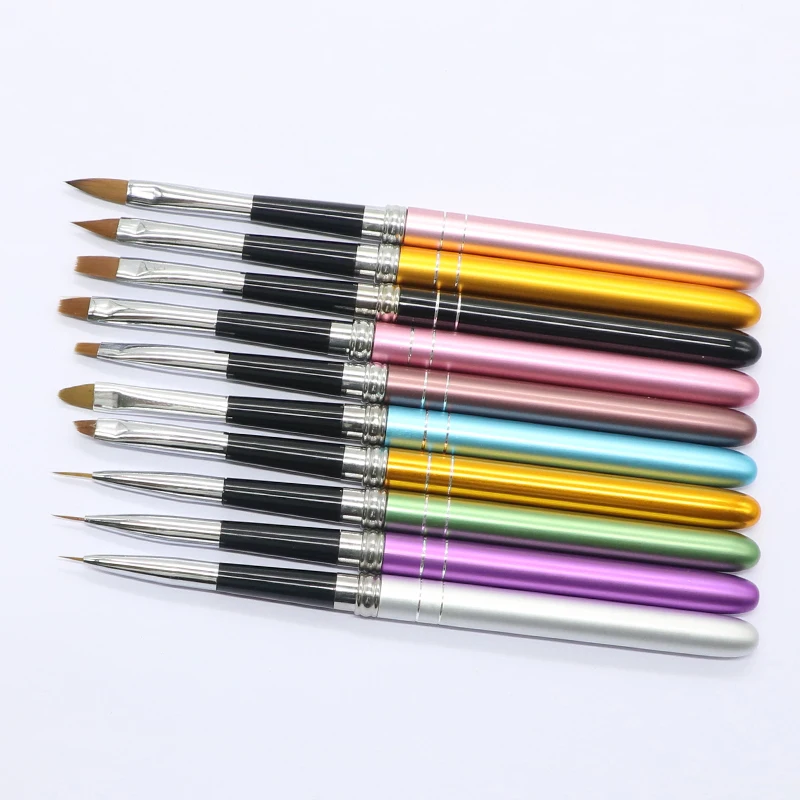 OGEYERO Gel Nail Brush Nail Art Detachable Metal Manicure Brush Colorful Line Thin Nail Brush For Painting